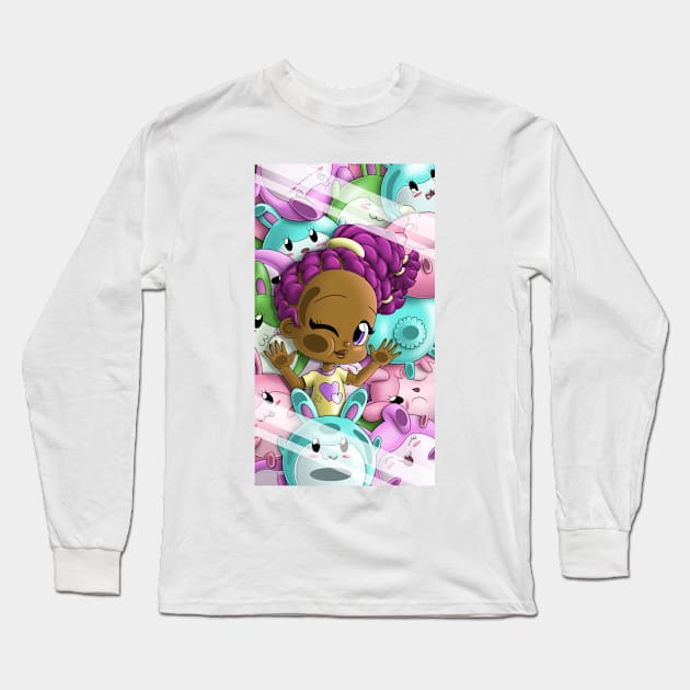 African American Girl and Bunnies Long Sleeve T-Shirt by treasured-gift